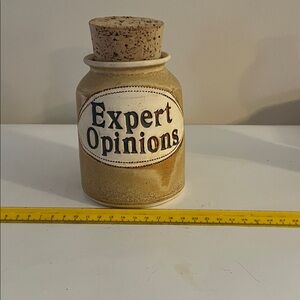 Handcrafted “Expert Opinion “ Jar with cork lid